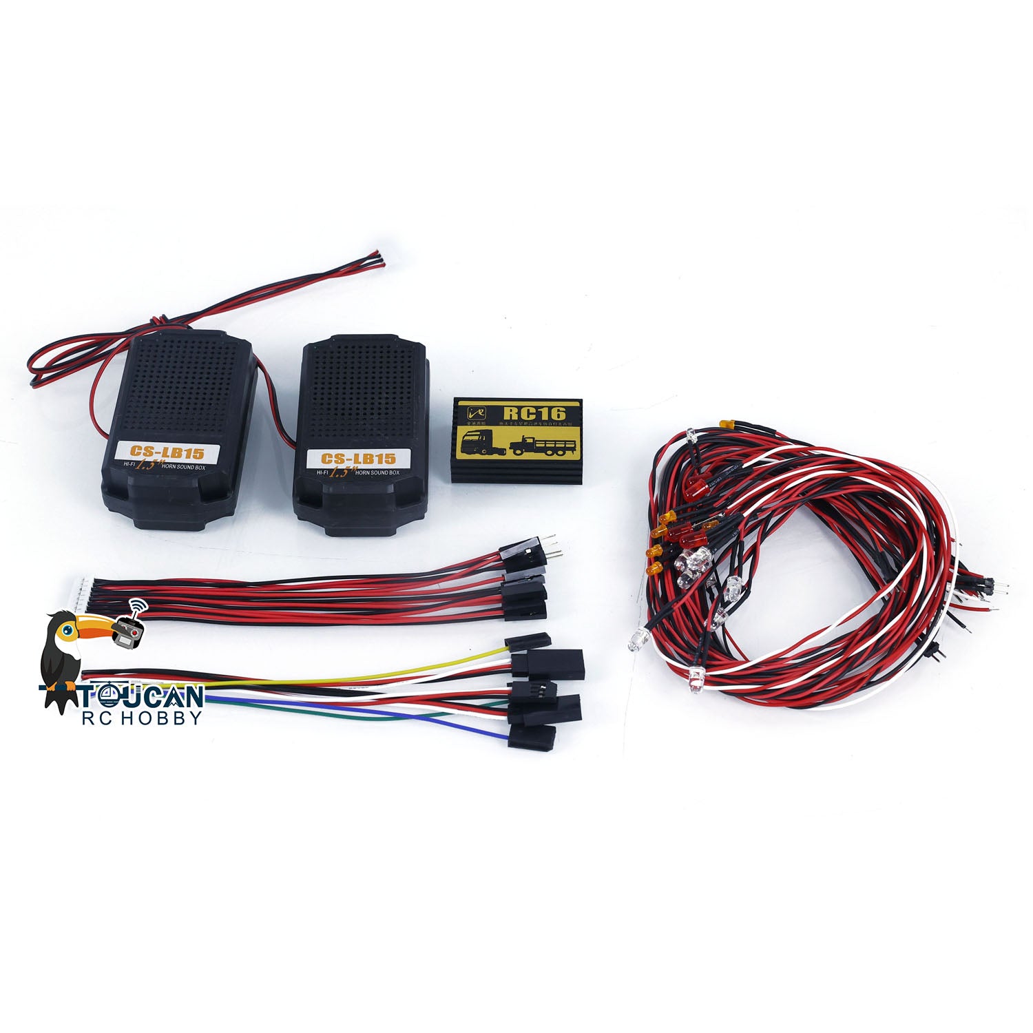 1/14 1/16 Scale RC Light & Sound System with Smoke Unit - DIY Speaker Kit for TAMIYA Tractor, Truck, Dumper, Excavator, Loader & RC Tank Models - Realistic Effects for Construction & Battle Scenes