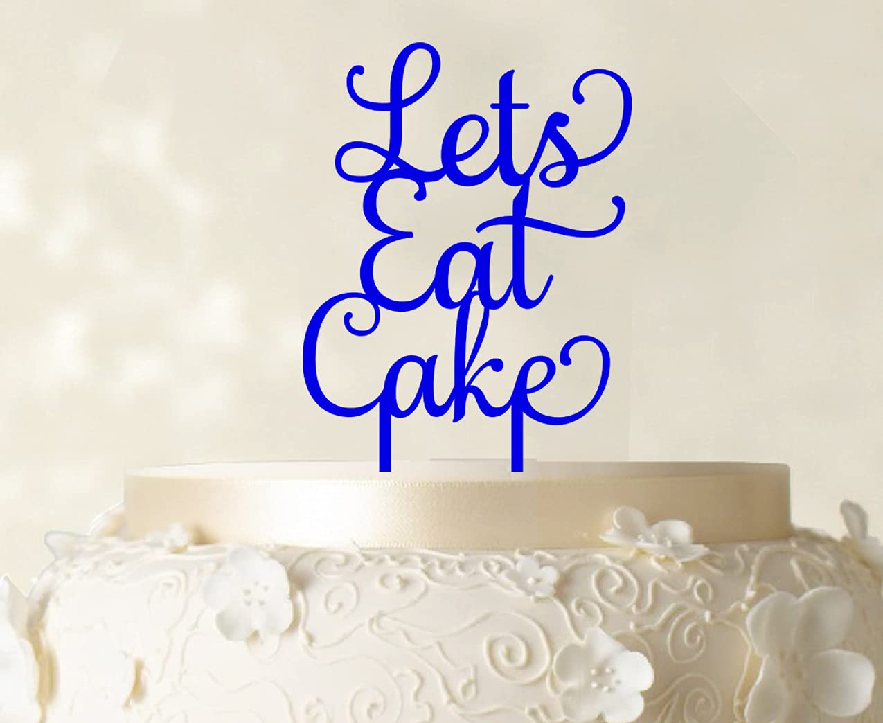 Printtoo 'Let's Eat Cake' Birthday Cake Topper - Blue Cake Decorations (5