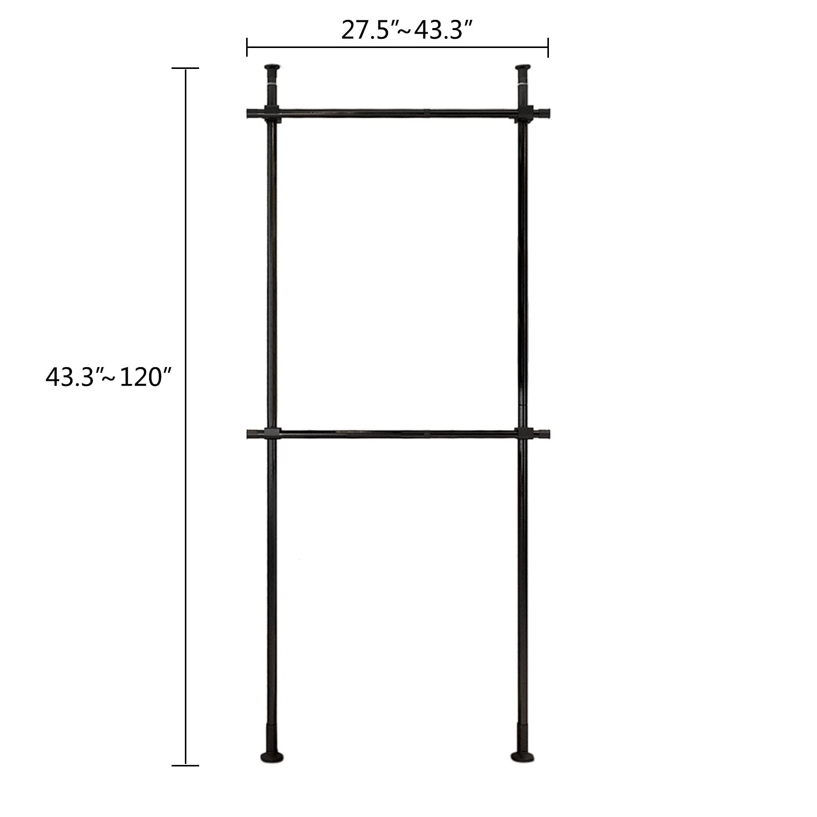Stainless Steel Clothes Drying Rack - 2 Tier Adjustable Garment Rack with Floor to Ceiling Pole, No Punch Installation, Portable Closet Organizer for Bedroom & Living Room - Perfect for Small Spaces, Apartments, Laundry Rooms & Dorm Organization