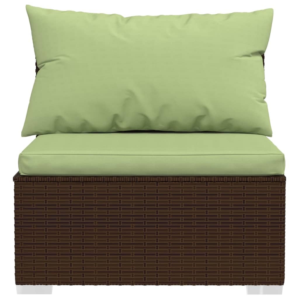 vidaXL 4-Piece Patio Lounge Set with Comfortable Cushions - Modular Design Poly Rattan Outdoor Furniture - Lightweight Garden Seating in Brown & Green - Perfect for Backyard, Poolside & Terrace Relaxation
