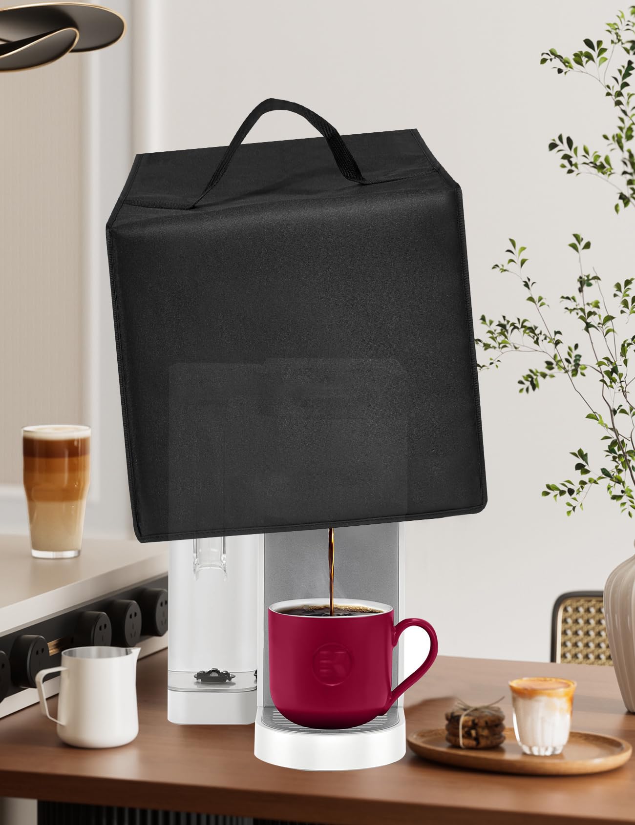 Heavy Duty Waterproof Nylon Coffee Maker Dust Cover - Compatible with Keurig K-Supreme Single Serve K-Cup Pod Coffee Machine - Black (13.8