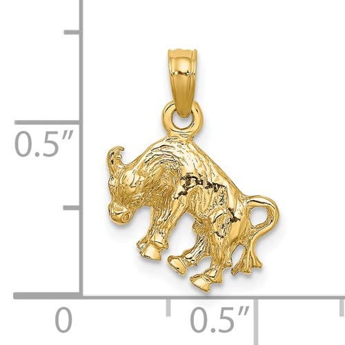 14K Yellow Gold Taurus Zodiac Necklace Charm Pendant - 3D Bull Pendant for April 19-May 19 Birthdays | Perfect Birthday Gift for Taurus Women, Zodiac Jewelry for Everyday Wear & Special Occasions