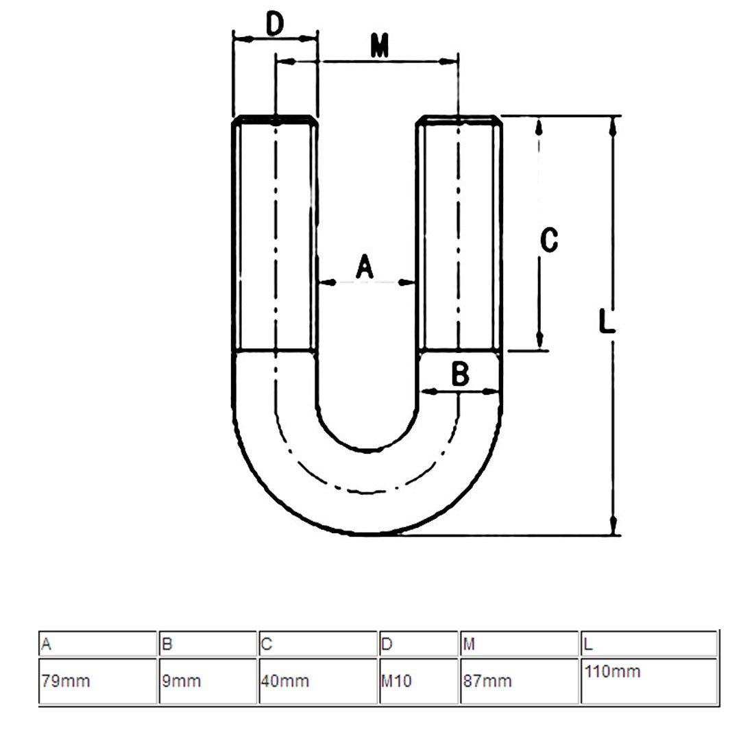Stainless Steel M10 U Bolts - 2pcs for 76mm Pipe Fastening