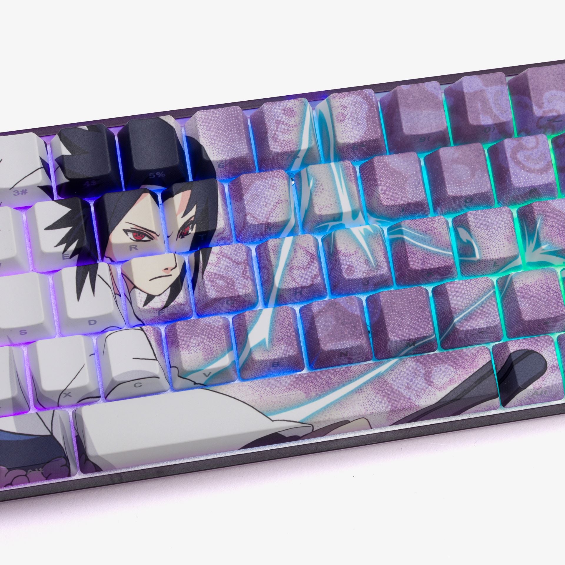 Naruto x HG Basecamp 65 Mechanical Keyboard - Sasuke Uchiha Themed Gaming Keyboard for PC & Mac - Perfect for Anime Fans & Esports Gamers