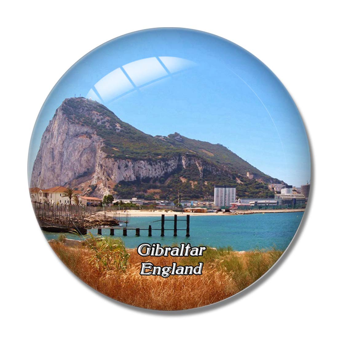 Gibraltar Mountain Rock UK England 3D Fridge Magnet - Whiteboard Magnet Souvenir with Crystal Glass - Perfect for Travel Memories & Home Decor