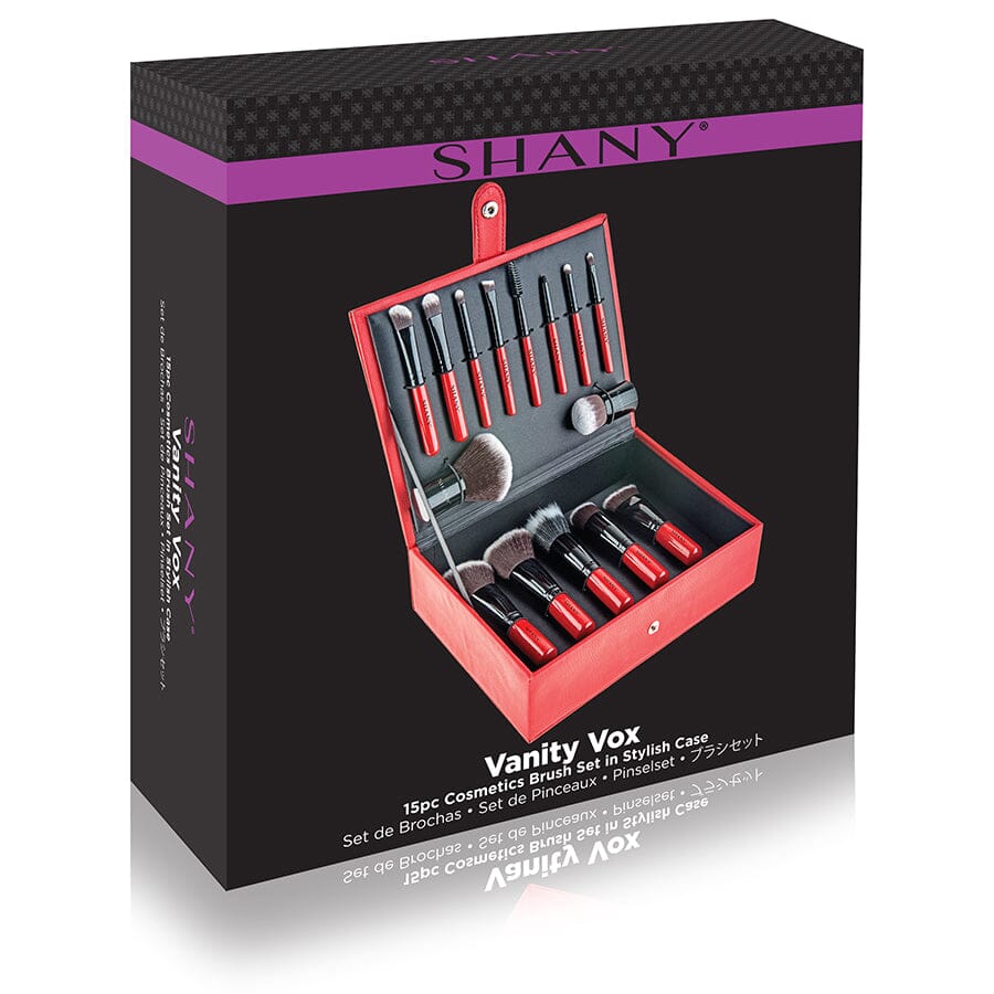 Vanity Vox 15-Piece Premium Makeup Brush Set with Stylish Storage Box & Stand - Professional Cosmetic Brushes for Foundation, Blending, Contouring | Perfect Gift for Makeup Artists & Beauty Enthusiasts