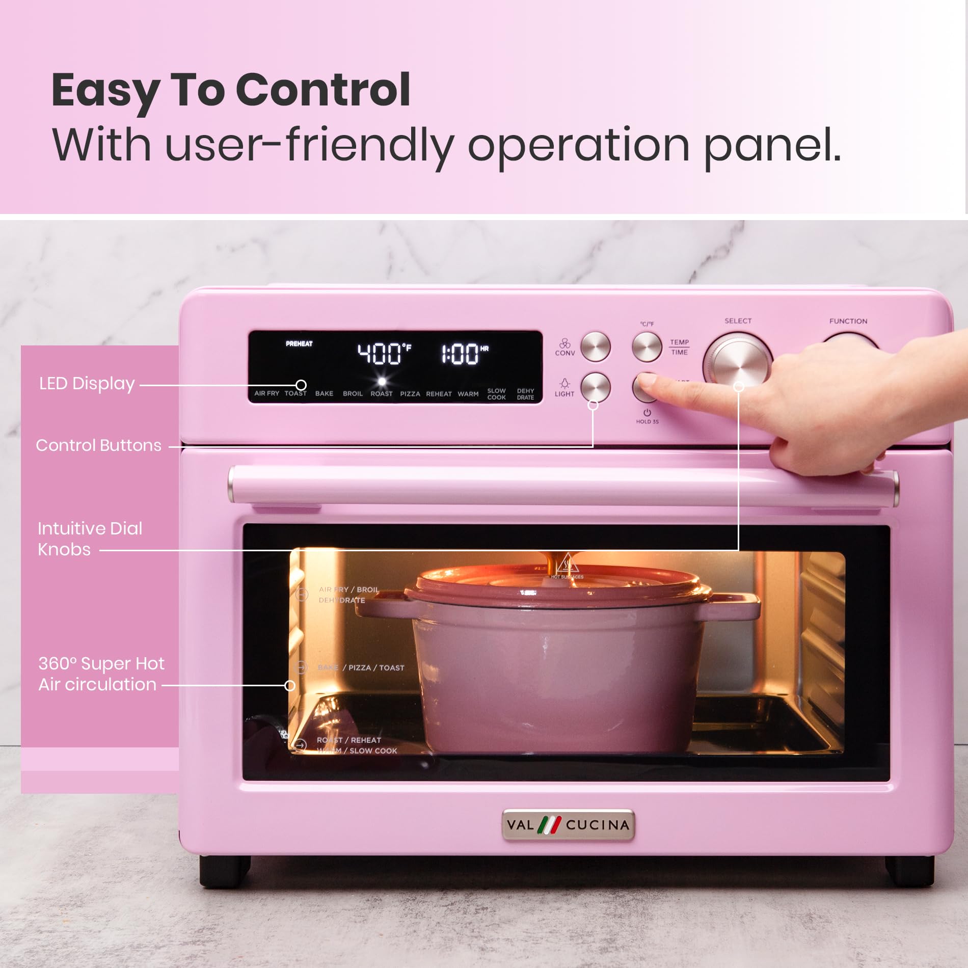 **Retro Style 10-in-1 Infrared Heating Air Fryer Toaster Oven – Extra Large 6-Slice Countertop Convection Oven with Enamel Baking Pan & Recipe Book – Easy Clean, Classic Pink – Perfect for Baking, Roasting & Air Frying at Home**