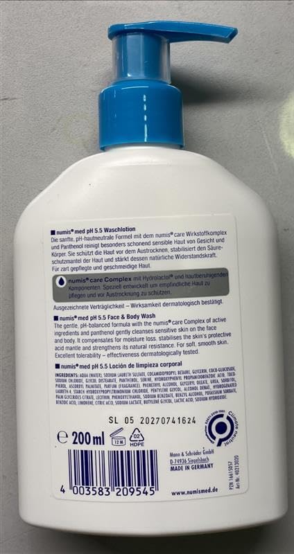 pH 5.5 Gentle Face & Body Wash for Sensitive Skin | Vitamin B5 Enriched Moisturizing Shower Gel for Dry Skin | Hypoallergenic pH Balanced Bath Wash for Men & Women (200mL) | Perfect for Daily Cleansing & Hydrating Sensitive Skin