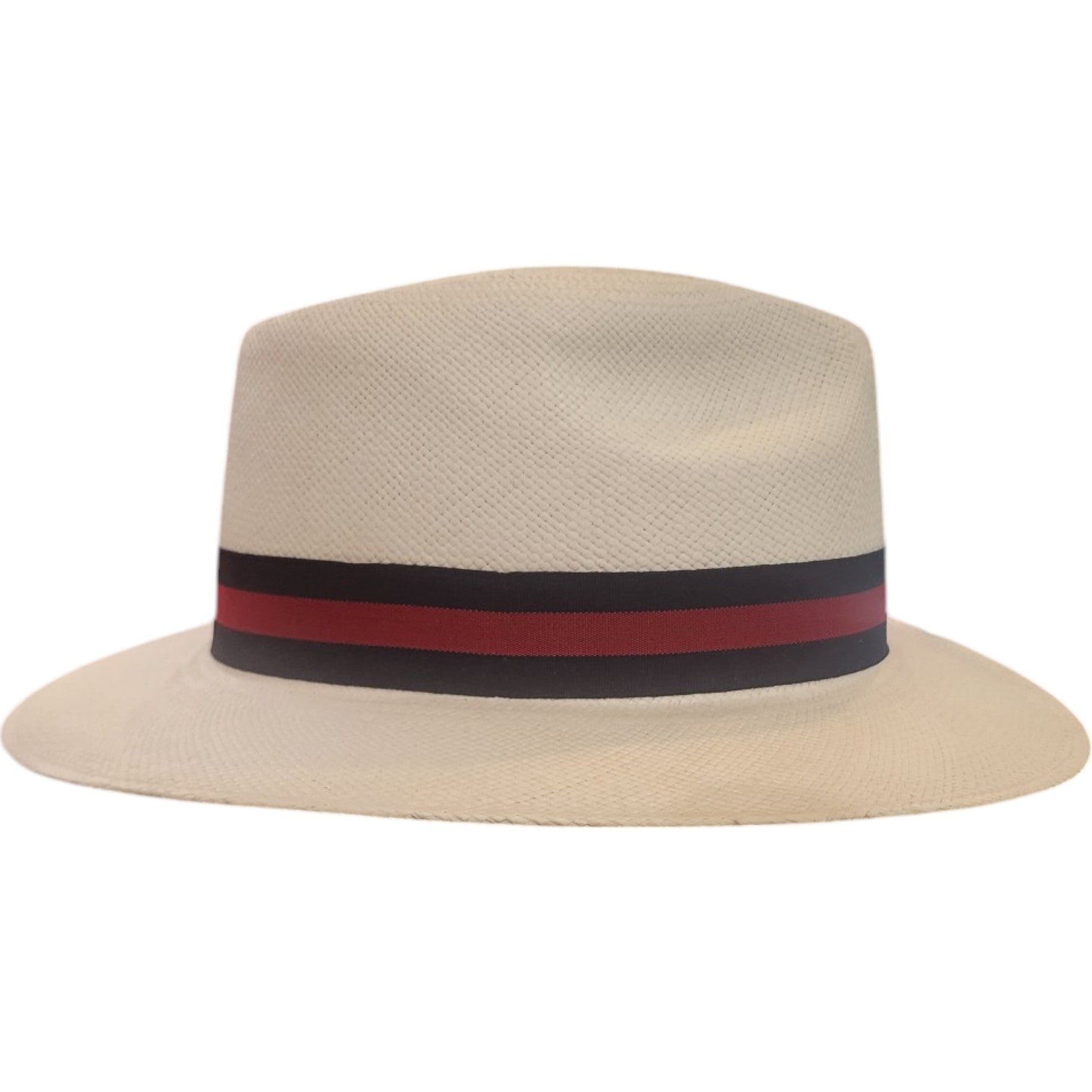 JJ Hats Premium Bleached Fedora Panama Hat with Blue/Red Band - Stylish Summer Accessory for Beach, Wedding & Outdoor Events