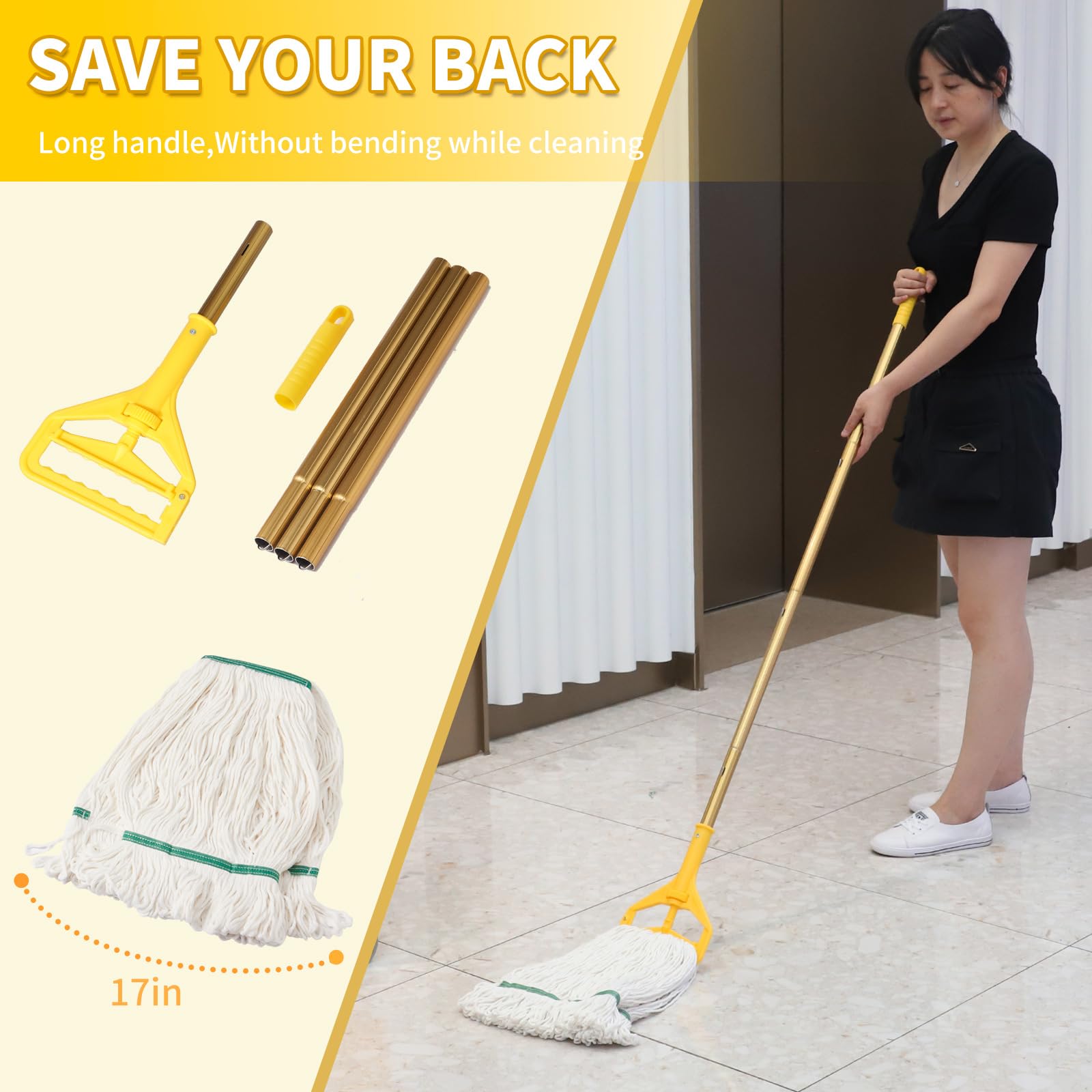 Commercial Mop Bucket with Side-Press Wringer - 35 Quart Heavy Duty Cleaning Bucket for Floors - Yellow Industrial Mop & Bucket Set - Perfect for Janitorial Services, Hospitals & Schools