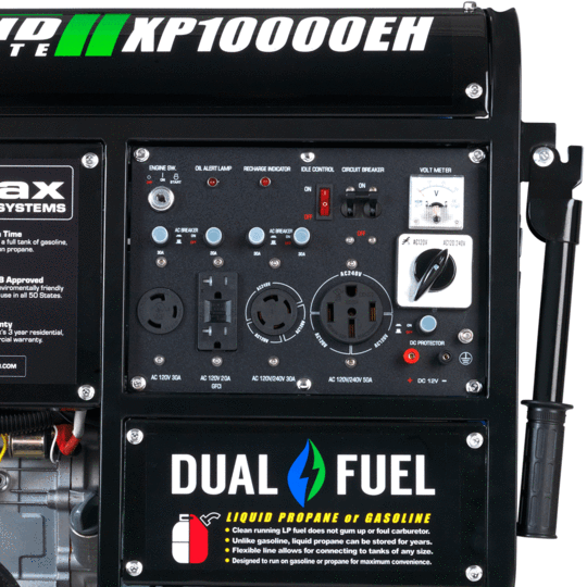 DuroMax XP10000EH 8000W/10000W Dual Fuel Portable Generator with Electric Start - Ideal for Home Backup Power, Camping & Emergency Use