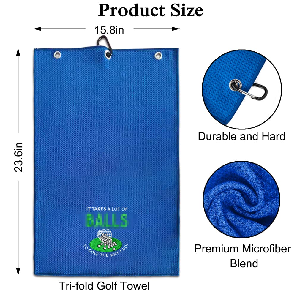 Premium Embroidered Golf Towel with Clip for Golf Bags - Ideal Golf Gift for Men & Women, Perfect Birthday & Retirement Present for Golf Lovers - Great for Course Play, Practice Sessions & Club Storage