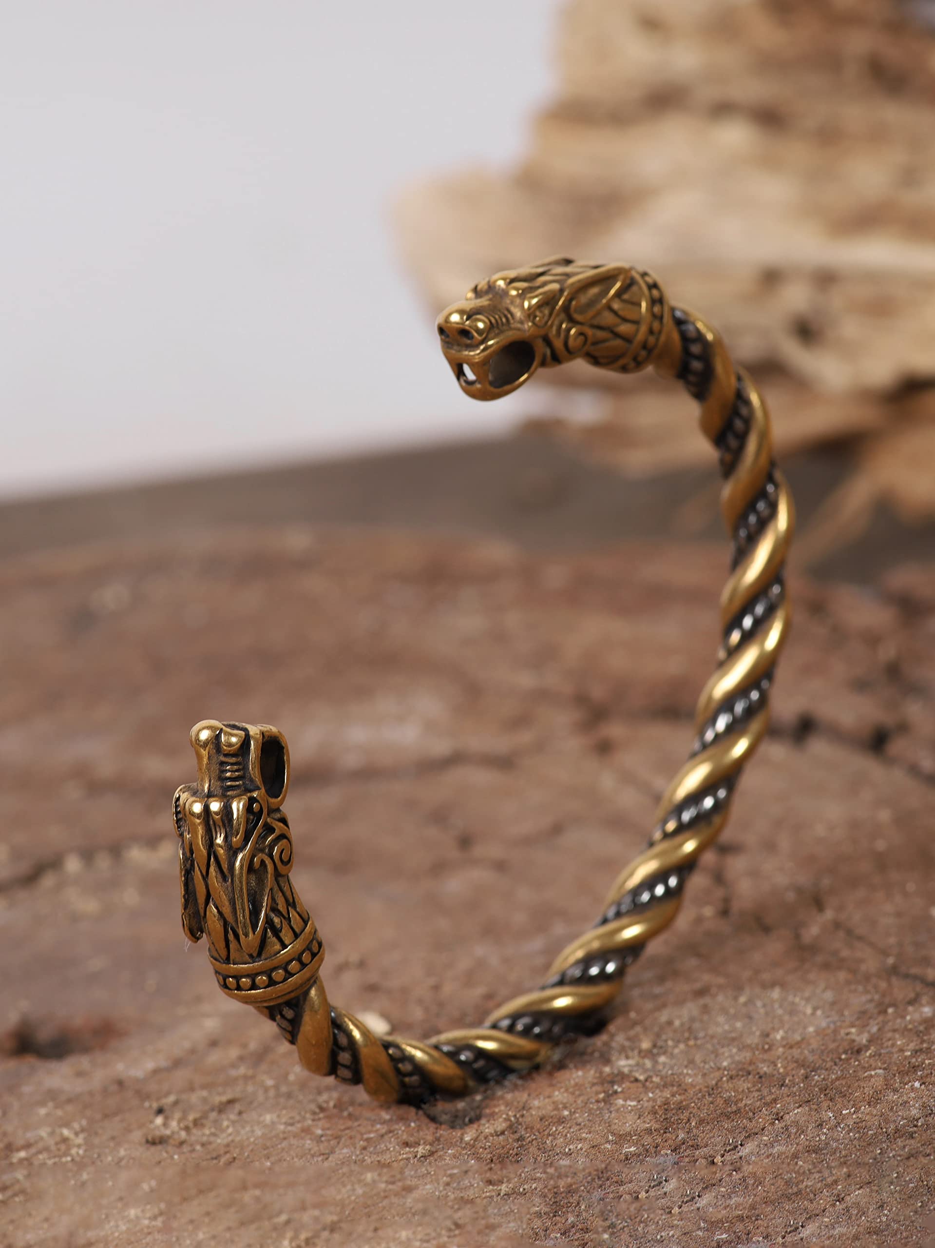 HAQUIL Stainless Steel Viking Twisted Cuff Bracelet - Norse Arm Ring for Men, Viking Jewelry Gift for Him - Perfect for Medieval Reenactments, Viking Cosplay & Norse Style Accessories