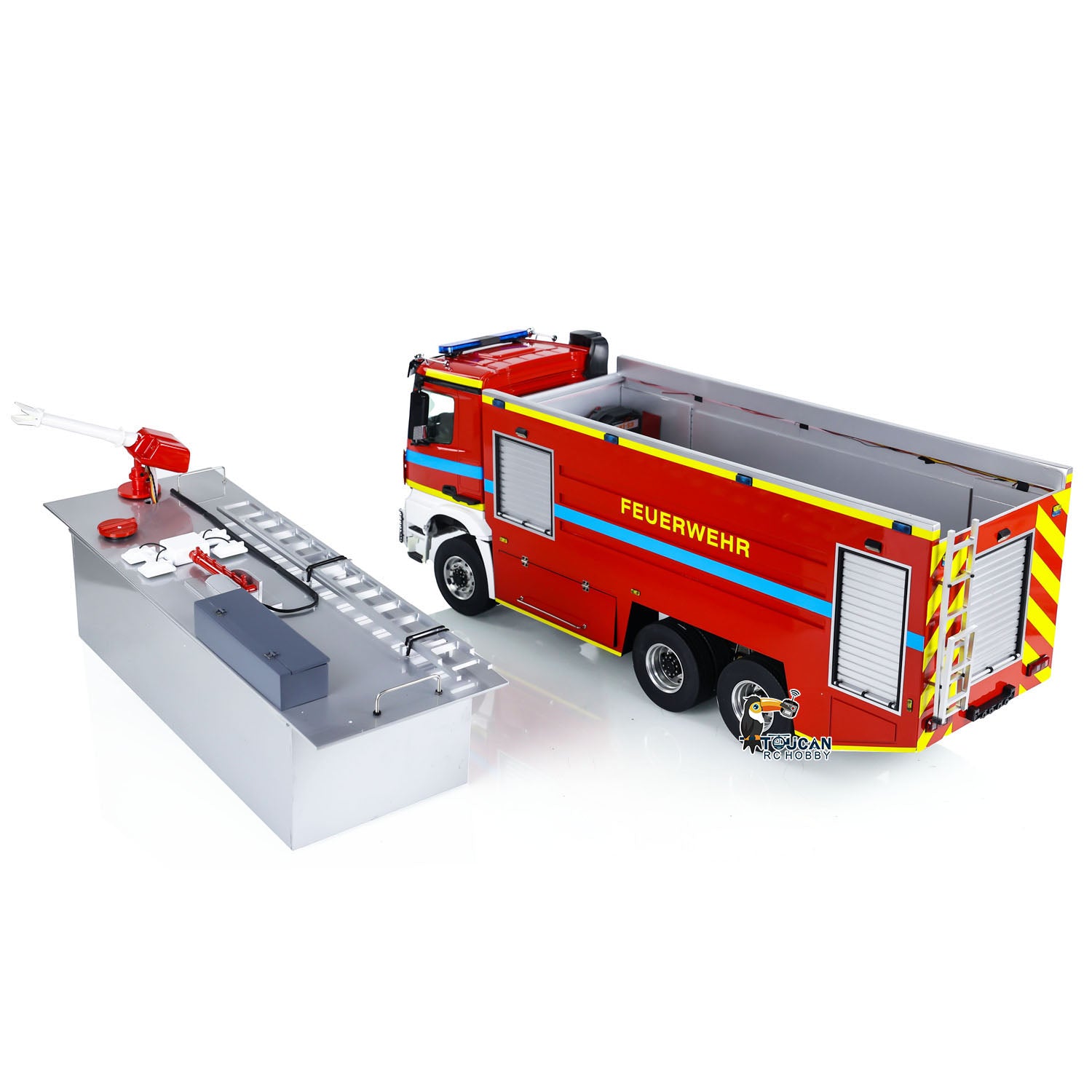1/14 Scale RC Fire Fighting Truck 6x6 Metal Chassis Remote Control Fire Engine RTR Model Car with 2-Speed Transmission - Ready to Run, Assembled & Painted for Collectors and RC Enthusiasts (Perfect for Emergency Simulation and Off-Road Adventure Play)