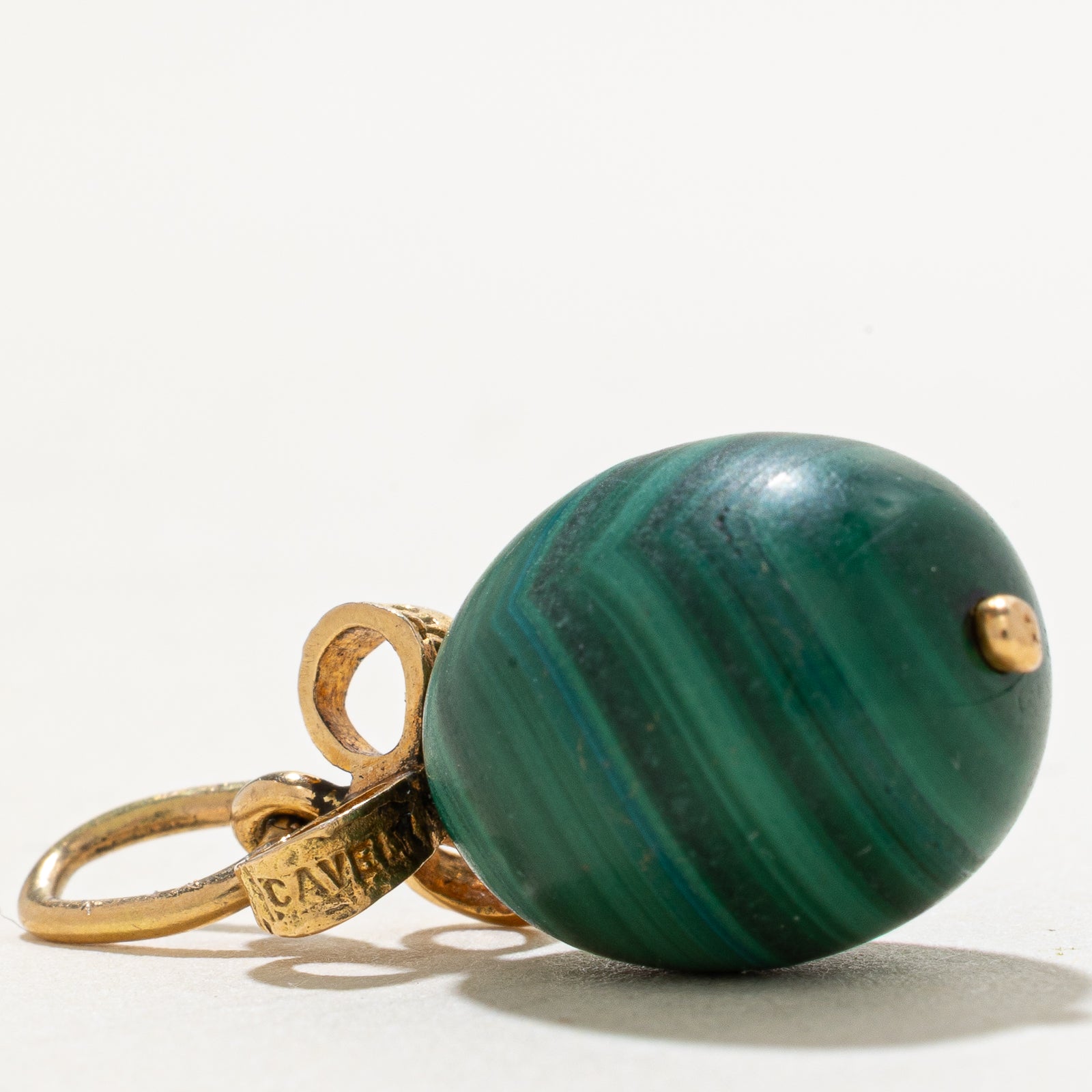 19.00ct Cavelti Malachite Egg Charm Pendant - Elegant Green Gemstone Jewelry for Women, Perfect Gift for Birthdays & Anniversaries