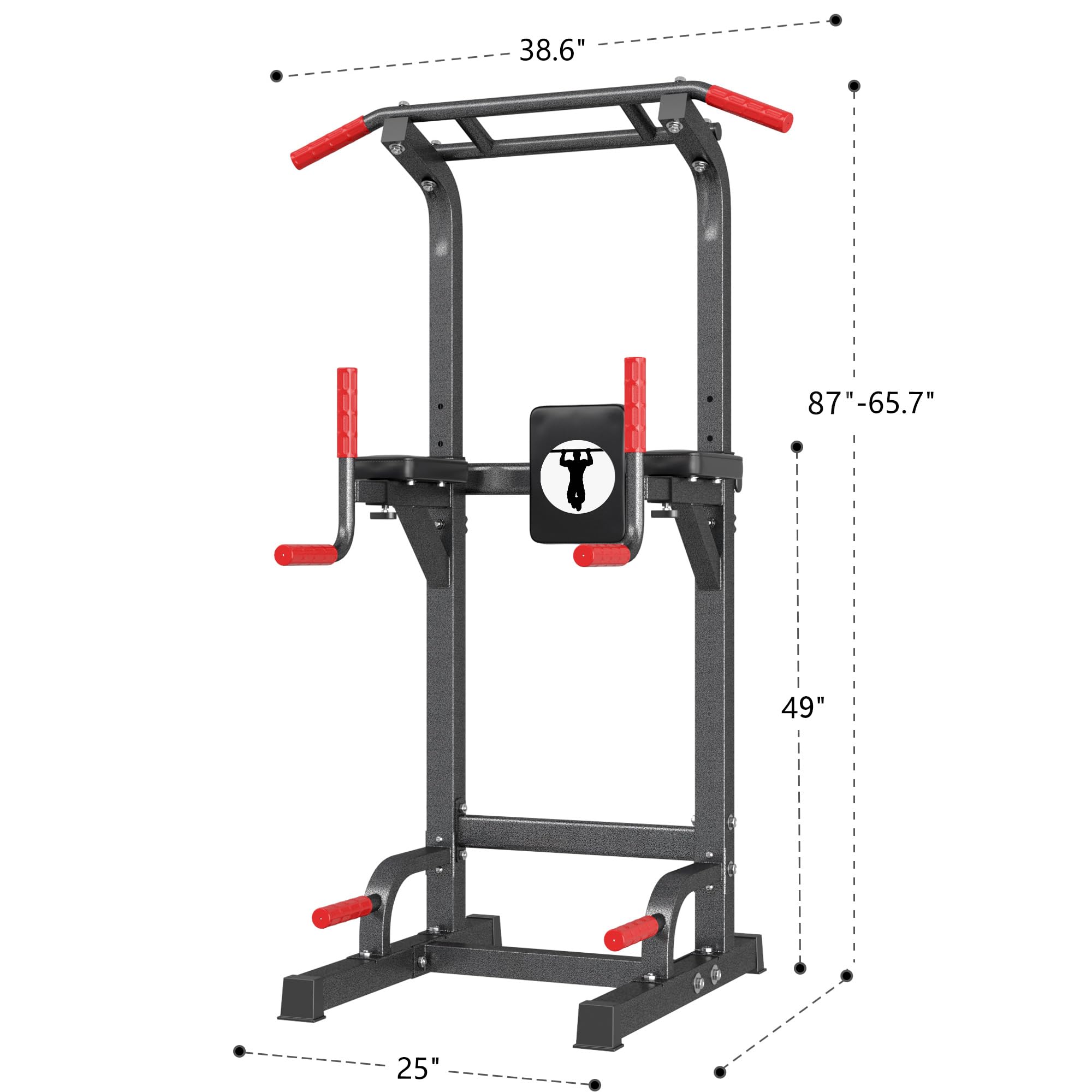 SogesPower Adjustable Height Power Tower Pull Up Bar Station - Multi-Function Home Gym Equipment for Strength Training, Dips & Pull Ups - Supports 500LBS - Perfect for Home Workouts & Garage Gyms