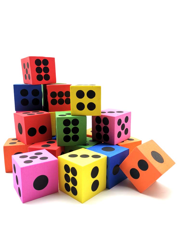 Colorful EVA Foam Dice Set for Kids - 48 Pcs, 6 Vibrant Colors, Soft Building Blocks, Educational Math Toys, Party Game Supplies | Perfect for Classroom Activities, Birthday Parties & STEM Learning