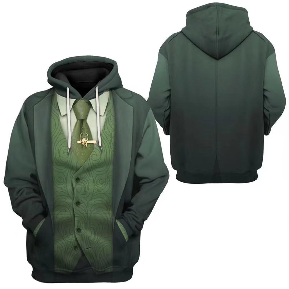 Loki Cosplay Hoodie - Marvel Superhero Halloween Costume Pullover Sweatshirt for Men & Women | Perfect for Comic Con, Halloween Parties & Marvel Fan Events