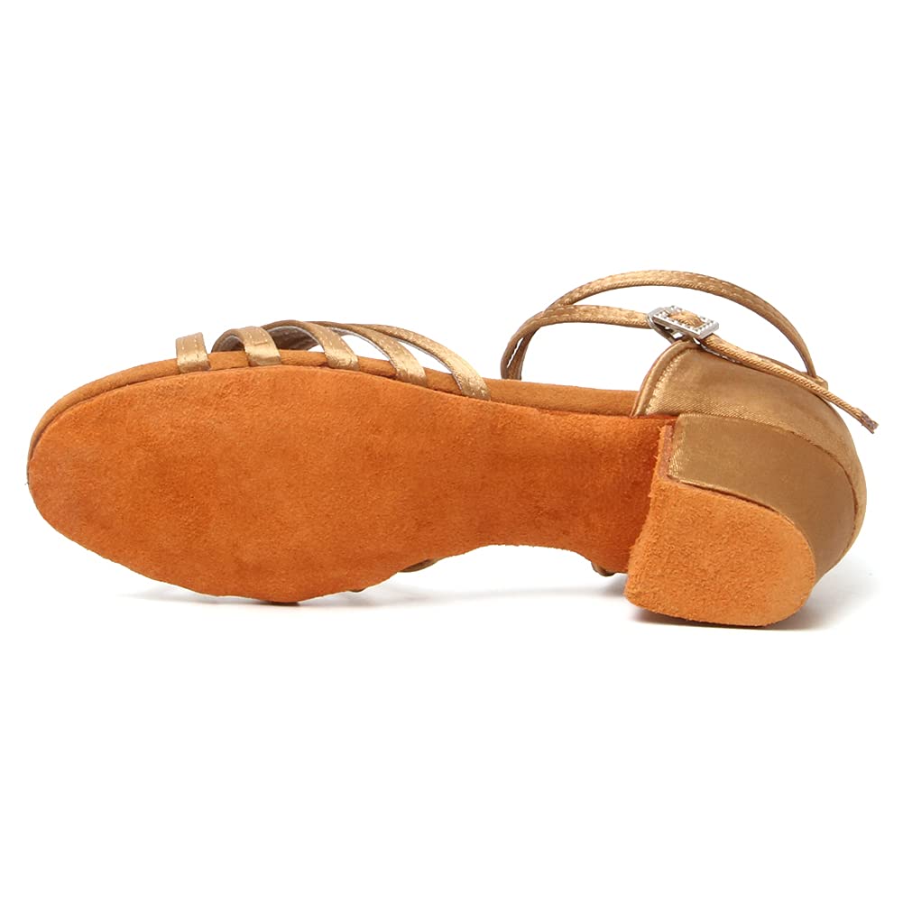 Hipposeus Girls Latin Dance Shoes - Low Heel Satin Ballroom & Salsa Shoes for Practice, Performance & Competition (2024 Model) - Perfect for Dance Classes, Recitals & Professional Performances