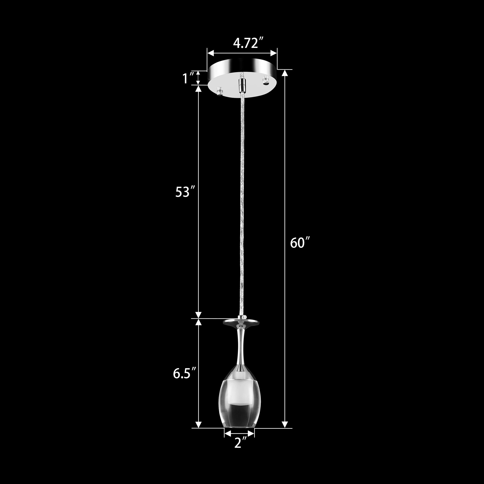 Bacchus Clear Acrylic Red Wine Glass Shaped Smart RGB Pendant Light - Modern LED Hanging Lamp for Dining Room, Bar, and Home Decor