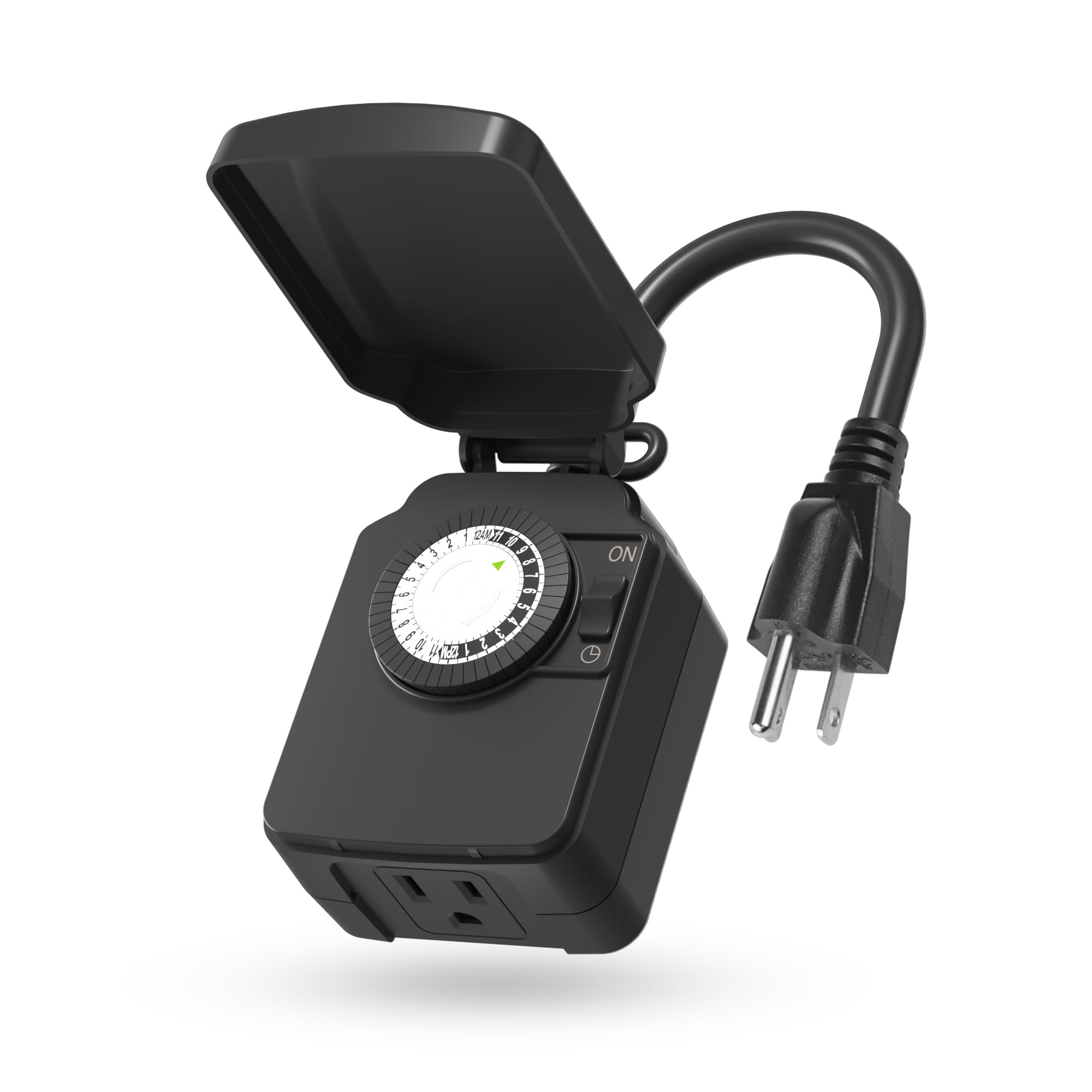 BN-LINK Heavy Duty 24-Hour Outdoor Light Timer - Waterproof Mechanical Timer with 15A 1/2HP Rating & Grounded Outlet for Home, Garden, and Landscape Lighting (Perfect for Holiday Lights, Pool Pumps & Outdoor Decorations)