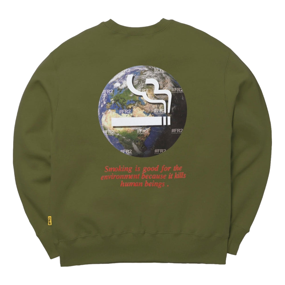 FR2 Earth Friendly Crew Sweatshirt - Eco-Friendly Green Cotton Sweater for Men & Women | Casual Wear, Street Style, Sustainable Fashion