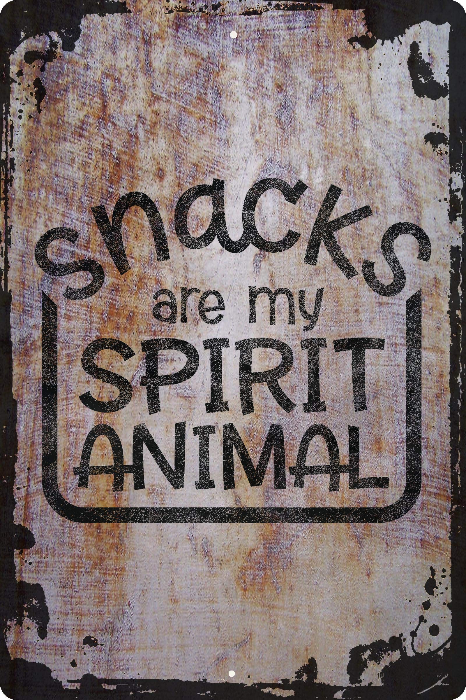 Funny Snack Lover Wall Art - 12x18 Inch Beige Foodie Decor with 'Snacks Are My Spirit Animal' Quote - Perfect for Kitchen, Dining Room & Gift for Hungry Munchies Fans