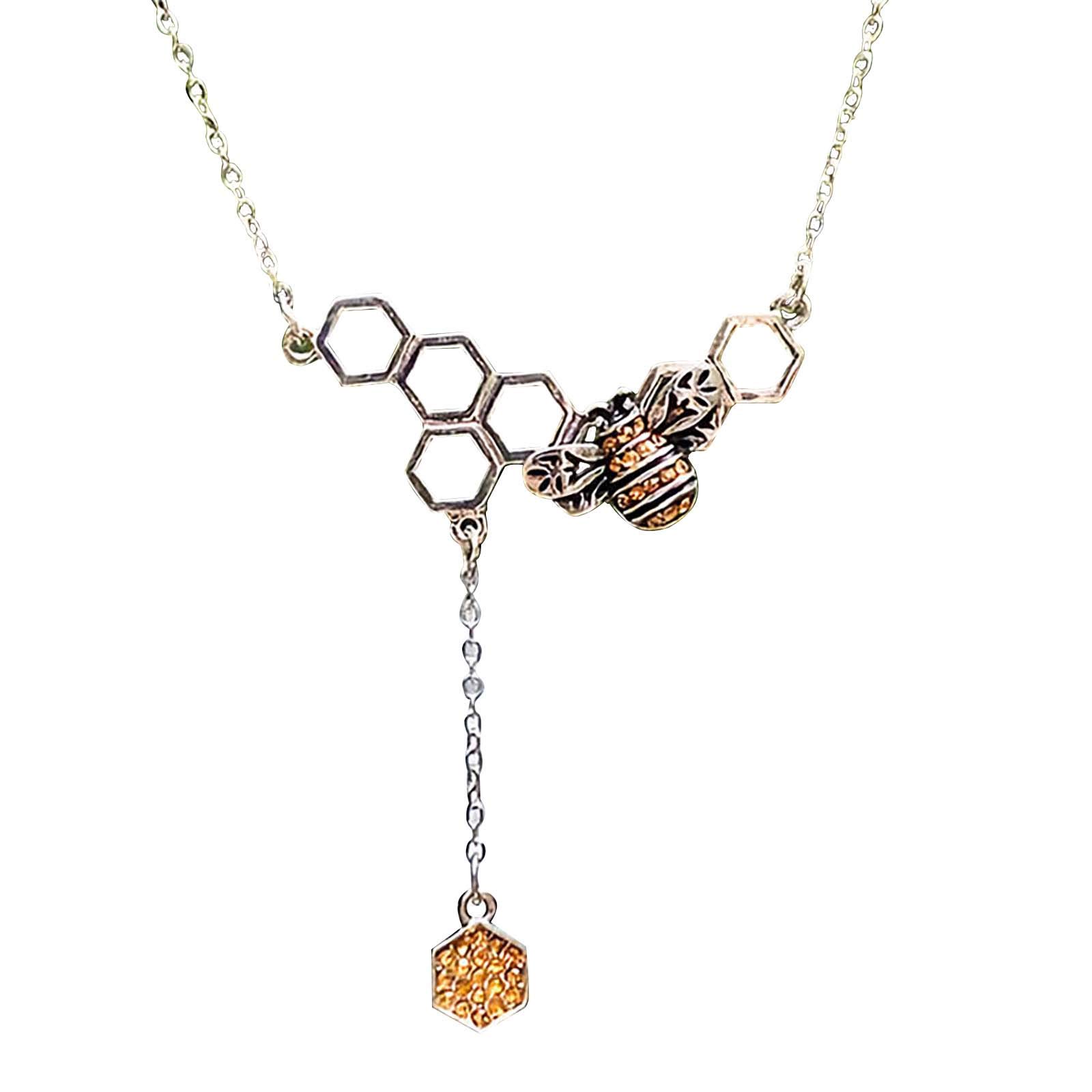 Elegant Crystal Honeycomb Insect Necklace for Women - Unique Fashion Jewelry Gift for Her - Perfect for Parties, Weddings & Everyday Wear