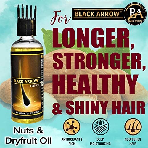 Black Arrow Dry Fruit Hair Oil for Hair Growth, Hair Fall Control, Anti-Graying & Dandruff Treatment - 100ml Natural Hair Care Solution | Perfect for Daily Scalp Massage & Damaged Hair Repair