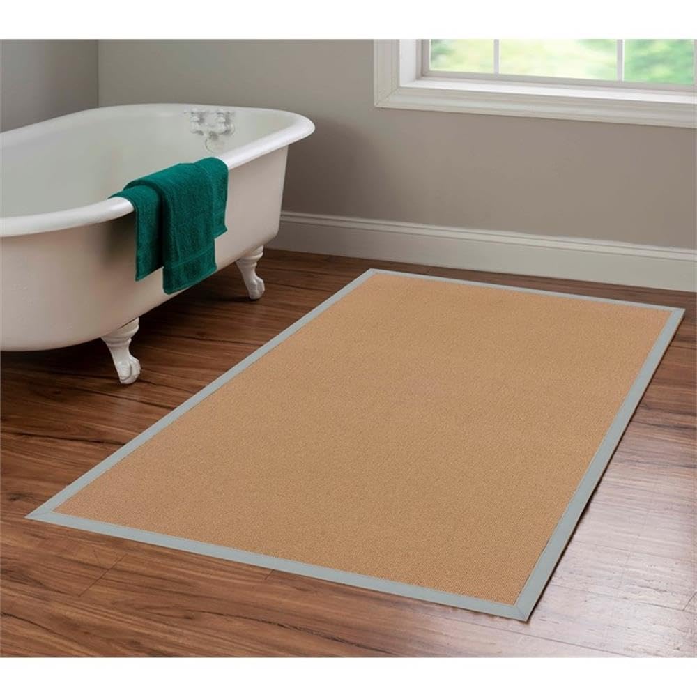 Machine Tufted Wool 4'x6' Area Rug in Cork Brown & Ice Blue - Soft Living Room Carpet, Bedroom Floor Mat, Cozy Home Decor