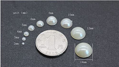 5MM Ivory Half Round Pearl ABS Flatback Beads for Jewelry Making, Nail Art, Phone Case Decoration - DIY Craft Supplies for Earrings, Bracelets, Wedding Accessories