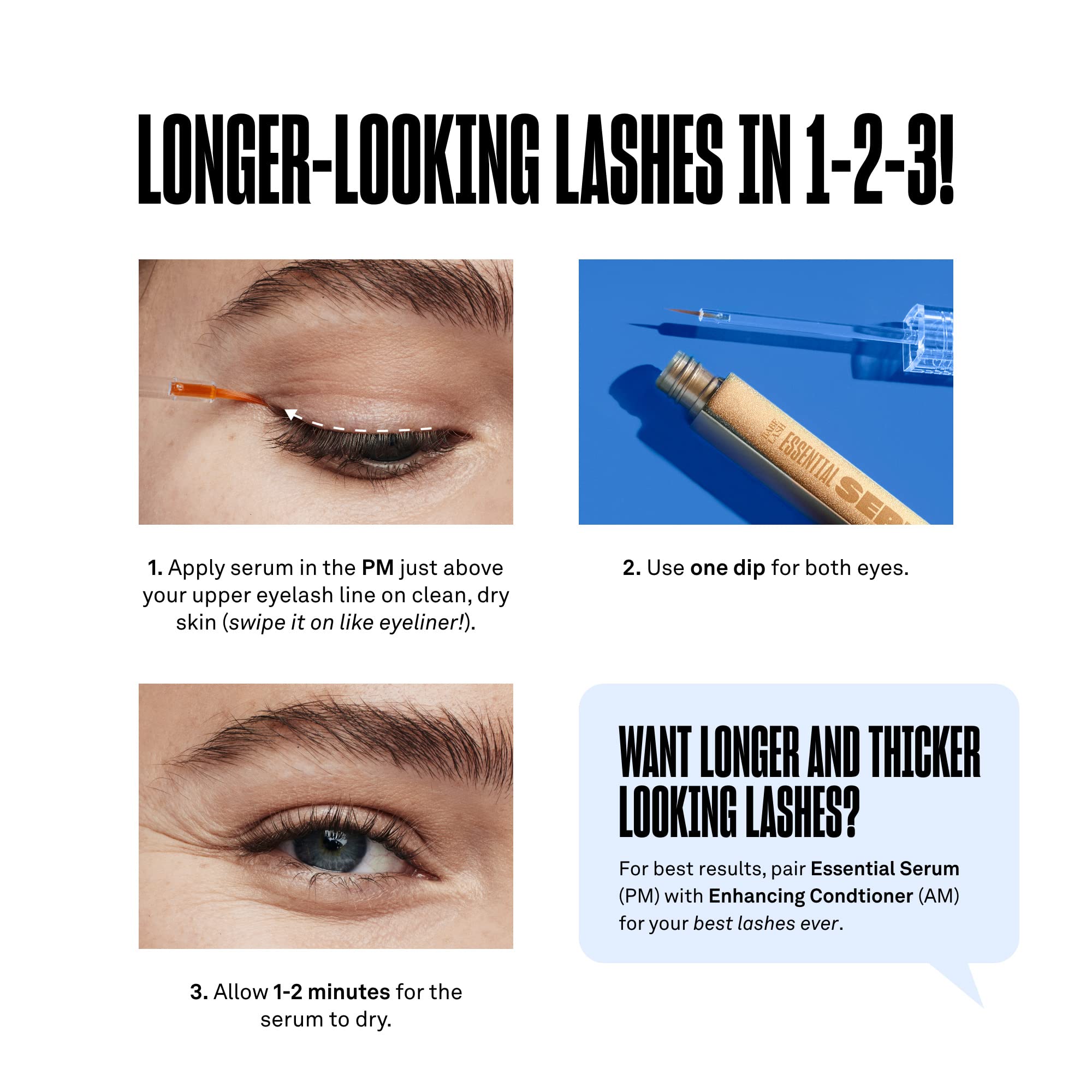 Babe Original Babe Lash Essential Serum - 3ML Eyelash Growth Serum for Fuller, Longer Lashes | Natural & Extension Safe | 3 Month Supply | Perfect for Daily Use & Special Occasions