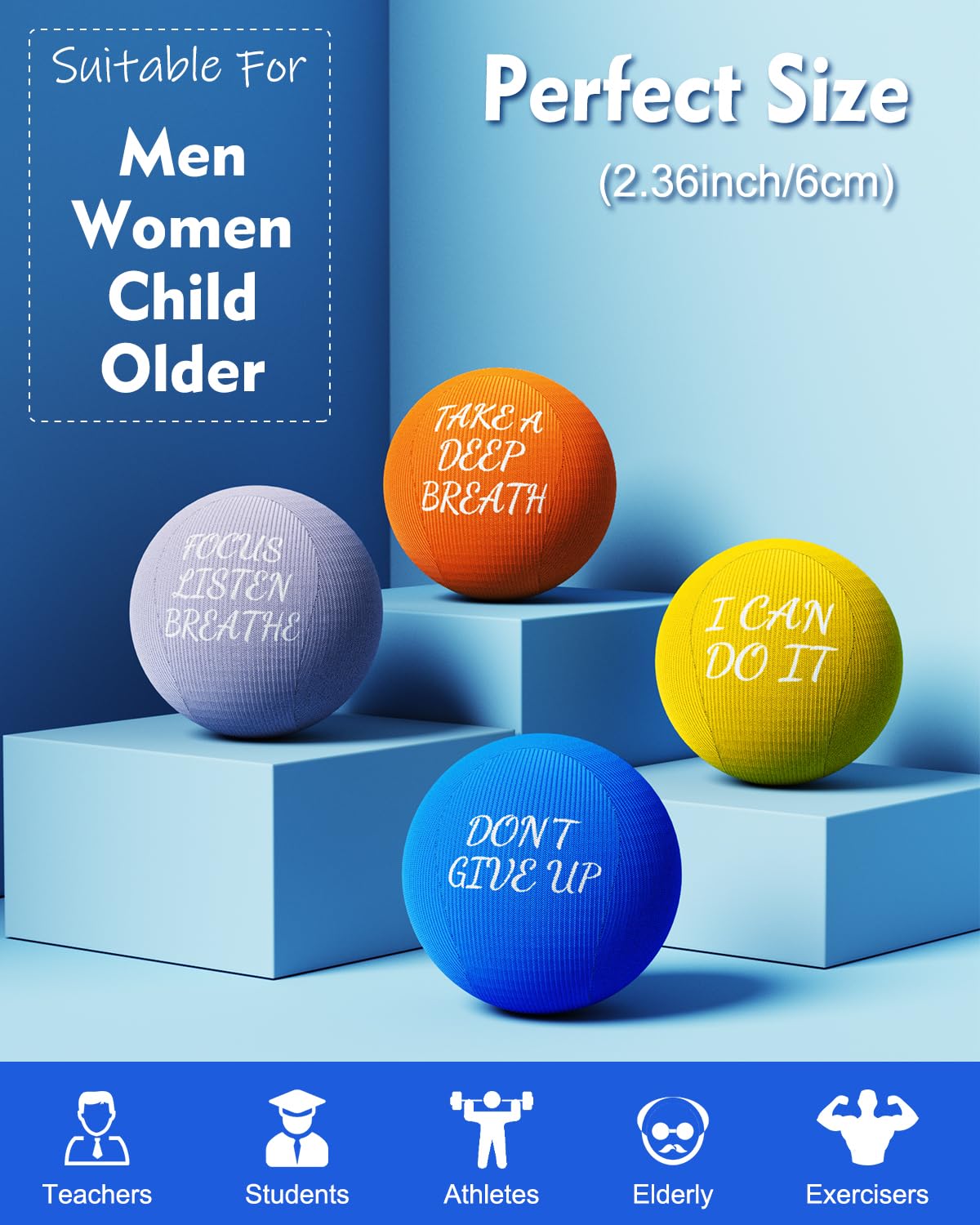 ALMAH Stress Balls for Adults - 4 Pack High Density Squeeze Balls for Hand Therapy, Anxiety Relief & Finger Exercises | Perfect for Office Stress, Arthritis Pain Relief & Physical Therapy Sessions