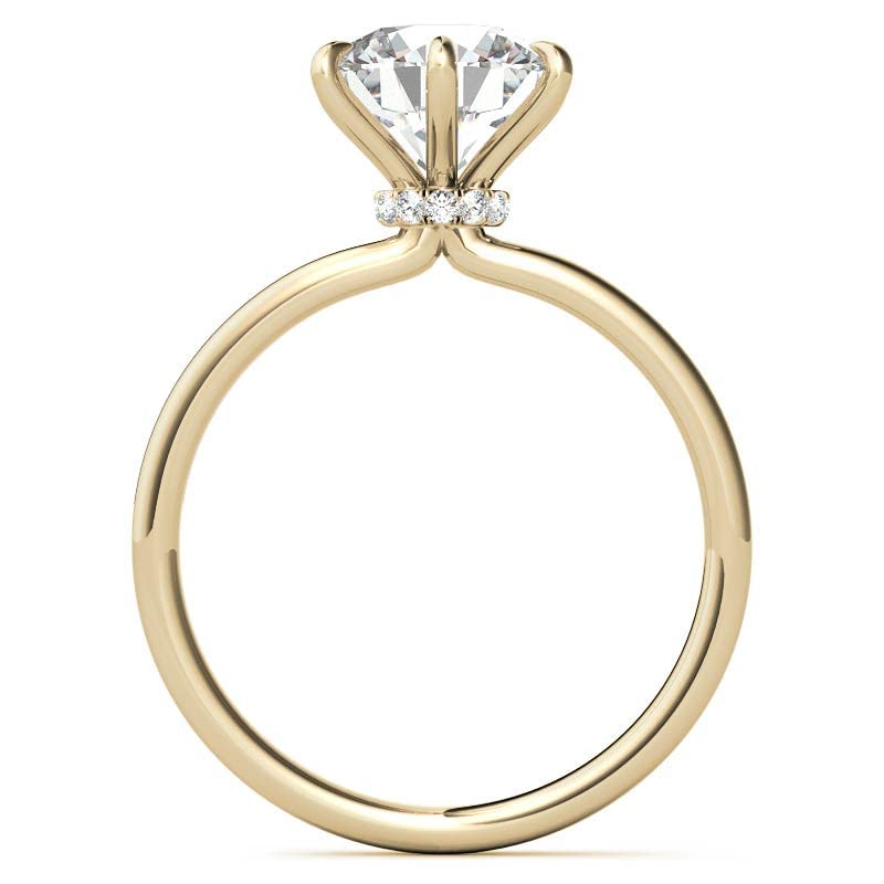 10K/14K/18K Solid Yellow Gold Moissanite Engagement Ring - 3 CT Round Cut Handmade Diamond Solitaire Ring for Women - Hidden Halo Wedding Band Set - Perfect for Proposals, Anniversaries & Special Occasions (MDENR748)