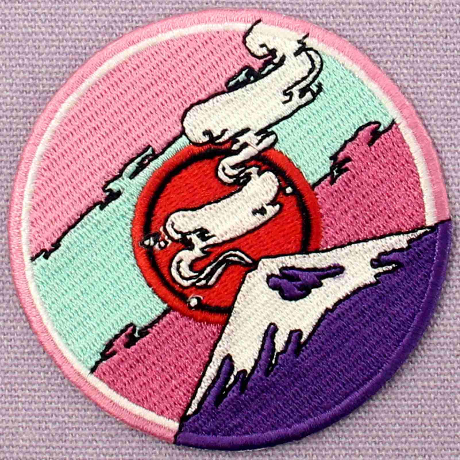 Fuji Under The Red Sun Embroidered Patch - Iron On & Sew On Applique Emblem for Jackets, Hats, Bags & DIY Crafts | Vintage Japanese Inspired Design