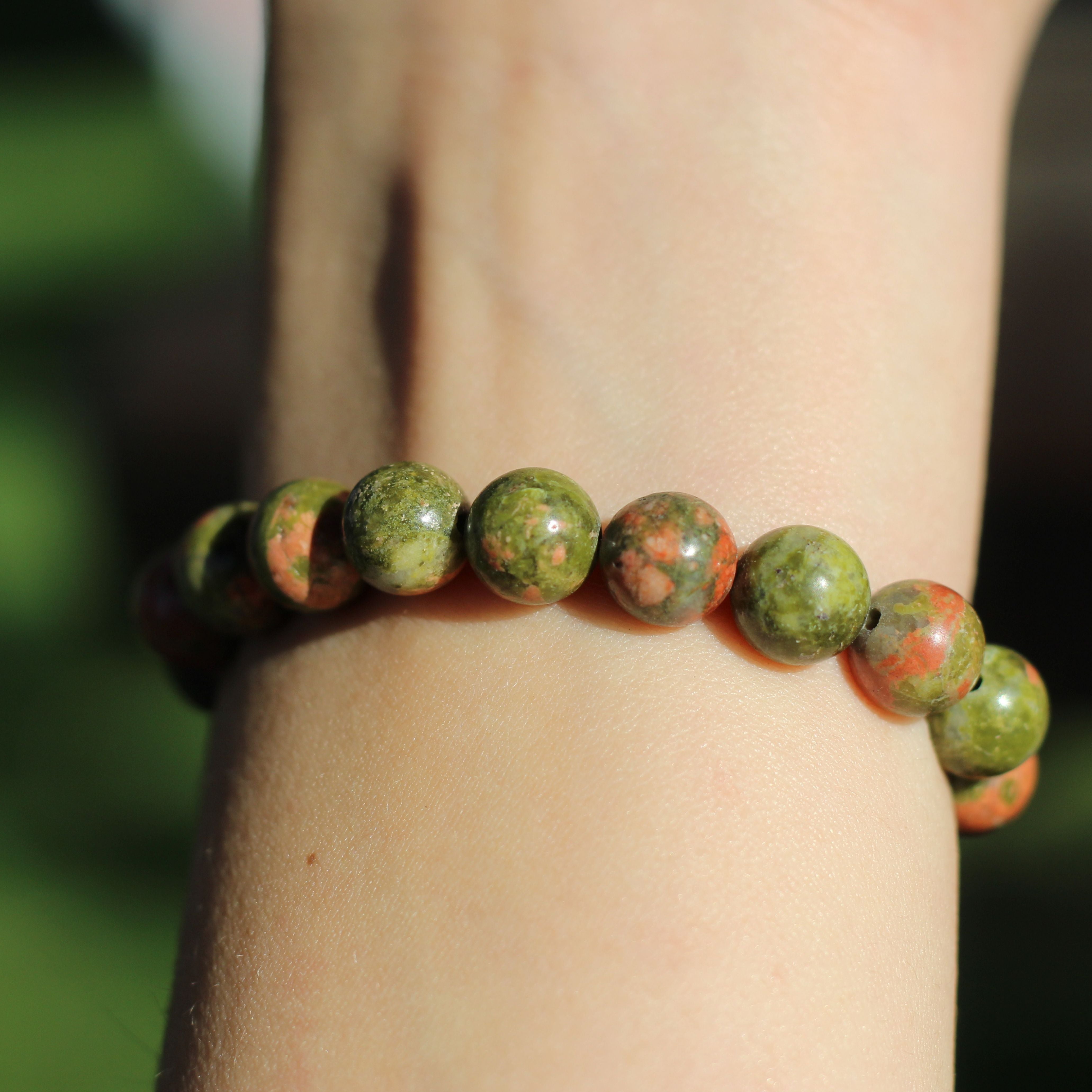 Unakite Healing Stone Bracelet for Women - Natural Gemstone Jewelry for Stress Relief & Positive Energy - Perfect for Meditation, Yoga & Spiritual Gifts