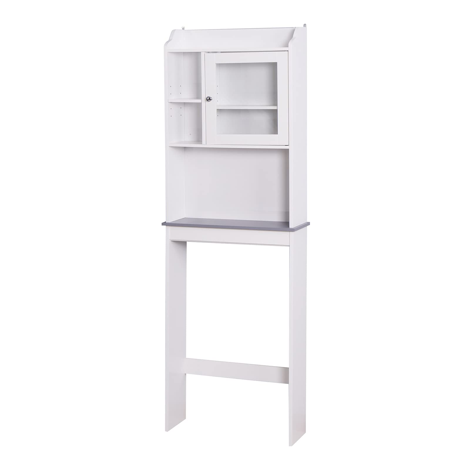 Over The Toilet Storage Cabinet with Adjustable Shelves & Glass Door - 23