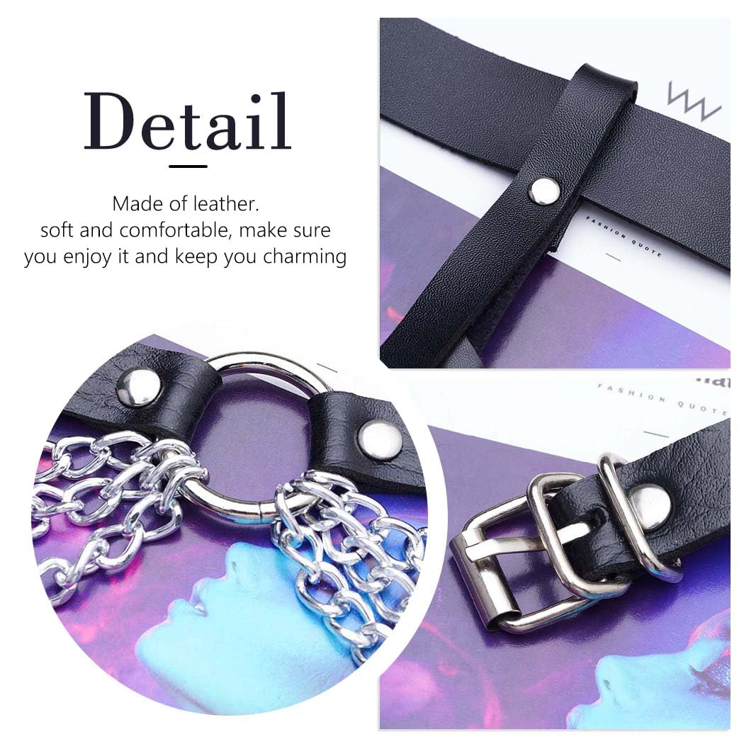 Reetan Punk Layered Silver Leather Body Chains - Gothic Chest Jewelry for Women | Perfect for Rave Parties, Nightclubs & Festival Outfits