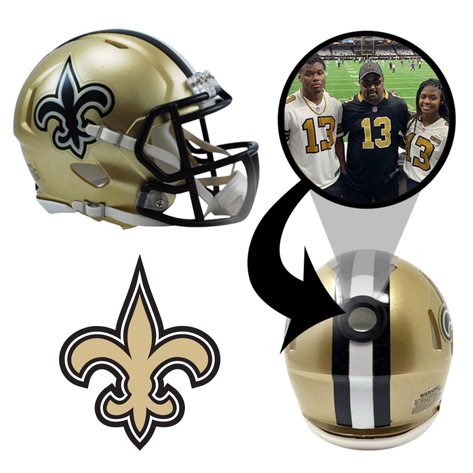 New Orleans Saints NFL Mini Helmet Collectible - Authentic Replica with Display Stand - Perfect for Fans, Sports Memorabilia, and Home/Office Decor