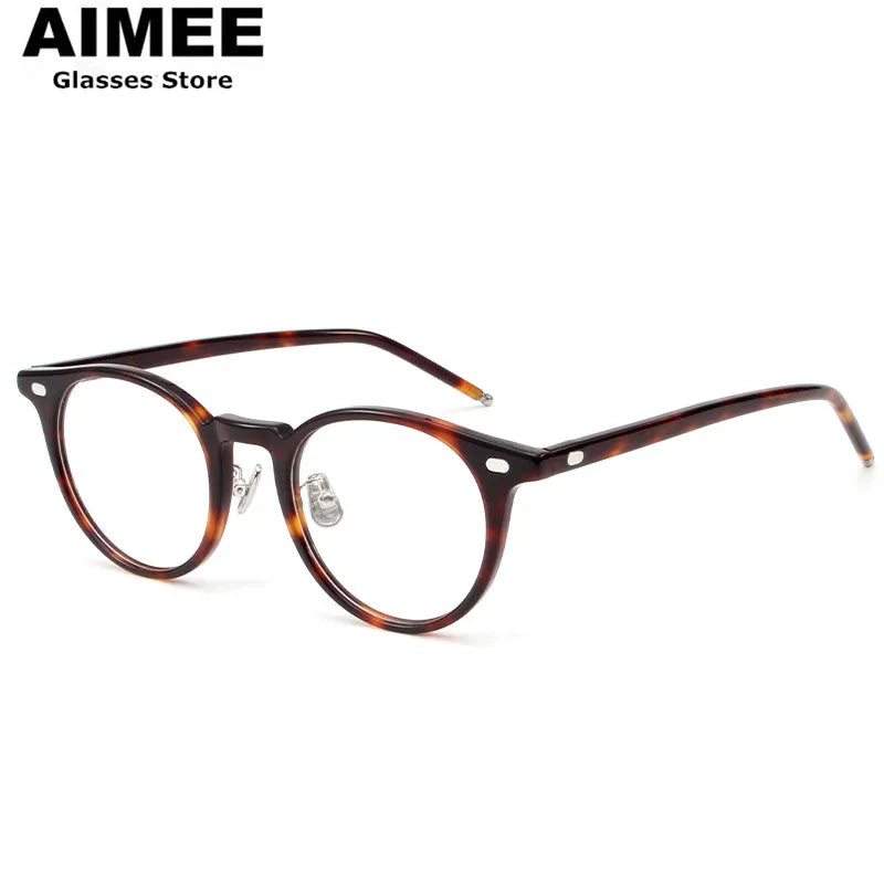 Stylish Aimee Unisex Full Rim Round Square Acetate Titanium Eyeglasses Frame 19004 - Perfect for Work, Reading & Fashion Accessories