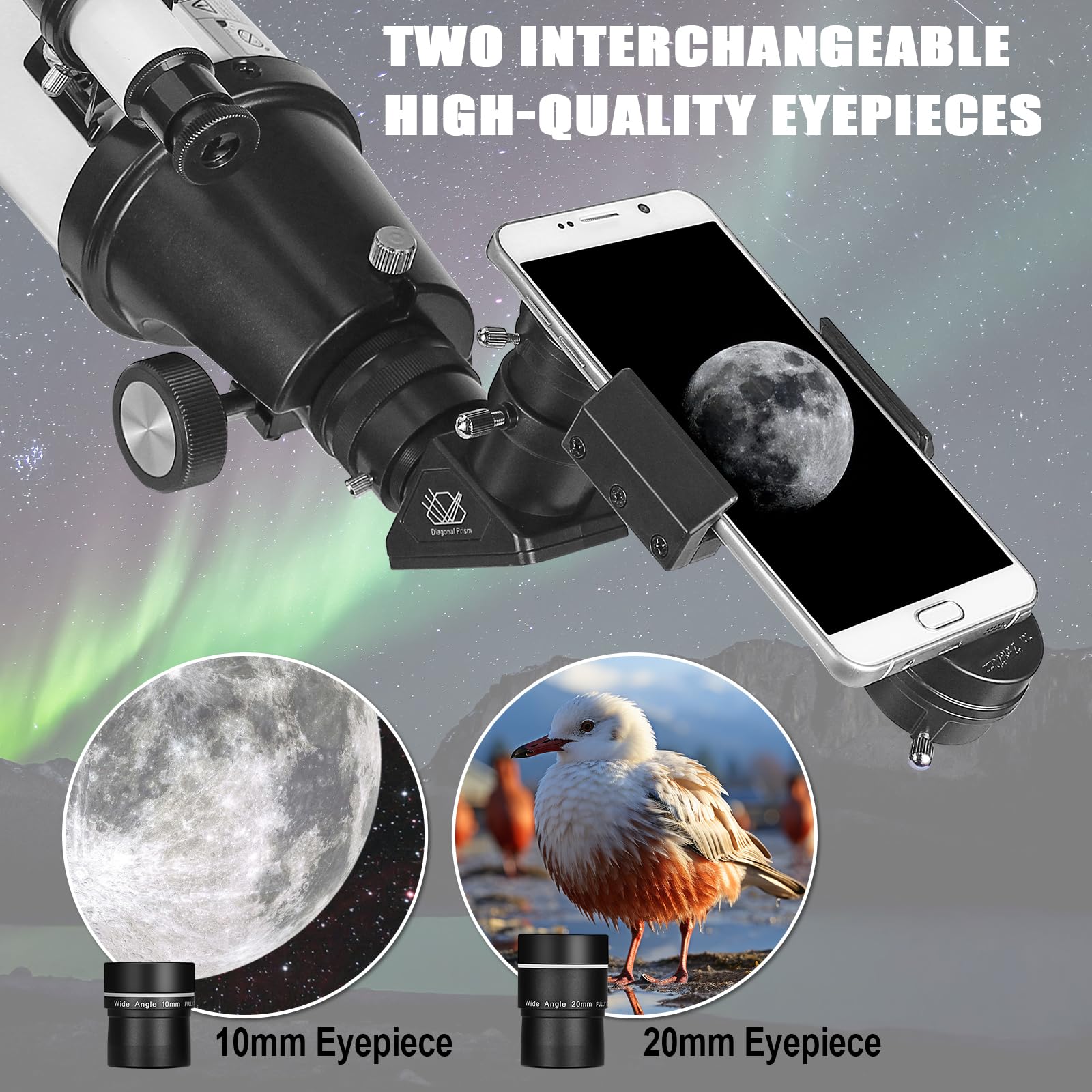 **80mm Aperture 800mm Refractor Telescope for Adults & Astronomy Beginners - High-Powered AZ Mount Telescope with Carry Bag & Phone Adapter - Perfect for Stargazing, Moon Observation & Astrophotography**