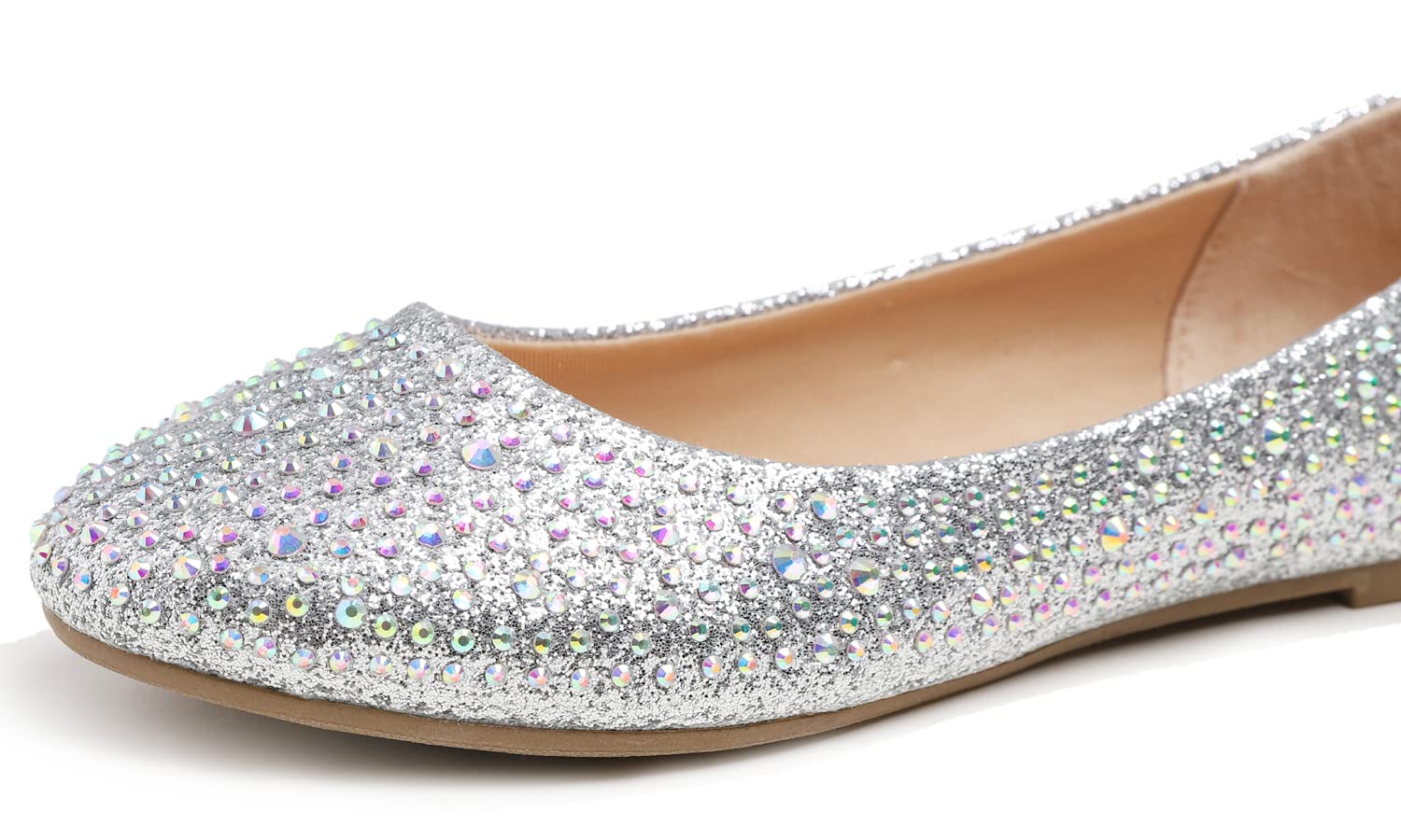 Sparkly Rhinestone Ballet Flats for Women - Elegant Wedding Bridal Party Shoes with Bling for Dances, Prom & Special Occasions