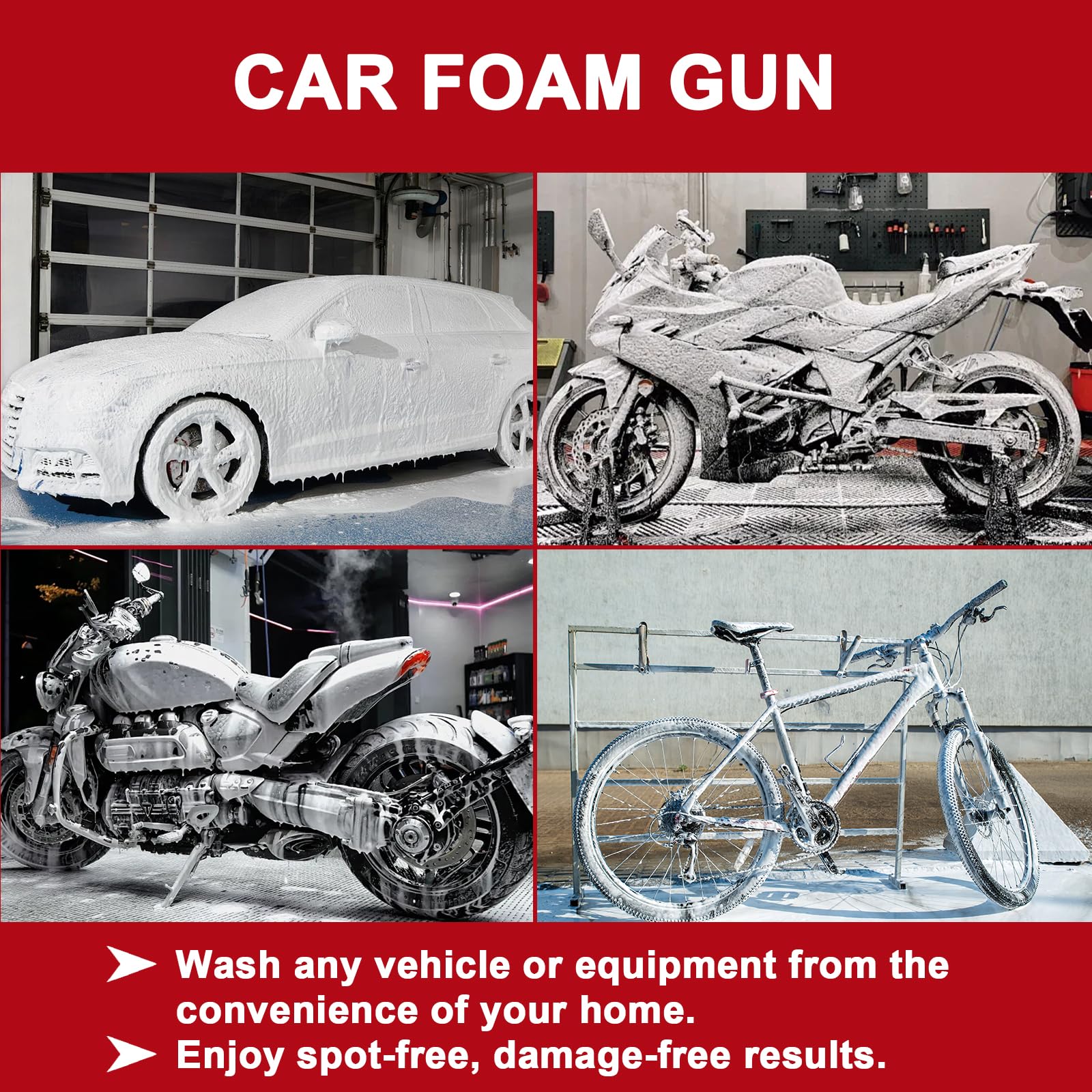 TEMOLA Adjustable Foam Cannon for Car Wash - High Pressure Foam Sprayer with Garden Hose Attachment - Ideal for Cars, Motorcycles & Garden Cleaning (Blue & Red) - Perfect for Home Car Detailing & Outdoor Cleaning