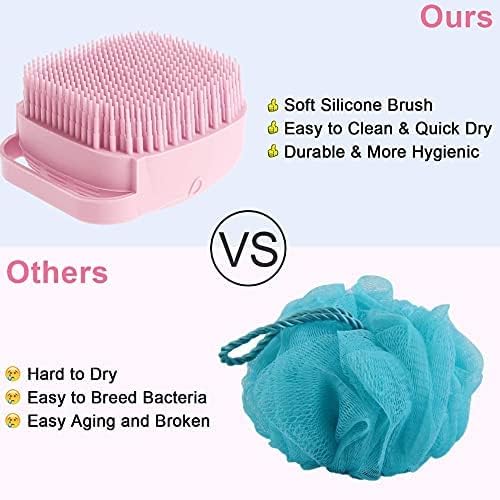 Kilo Cool HVAC Silicone Bath Brush Set [2-Pack] - Exfoliating Back Scrubber for Men & Women, Soft Body Scrub Brush for Shower and Bath, Perfect for Deep Cleansing and Skin Care Routine