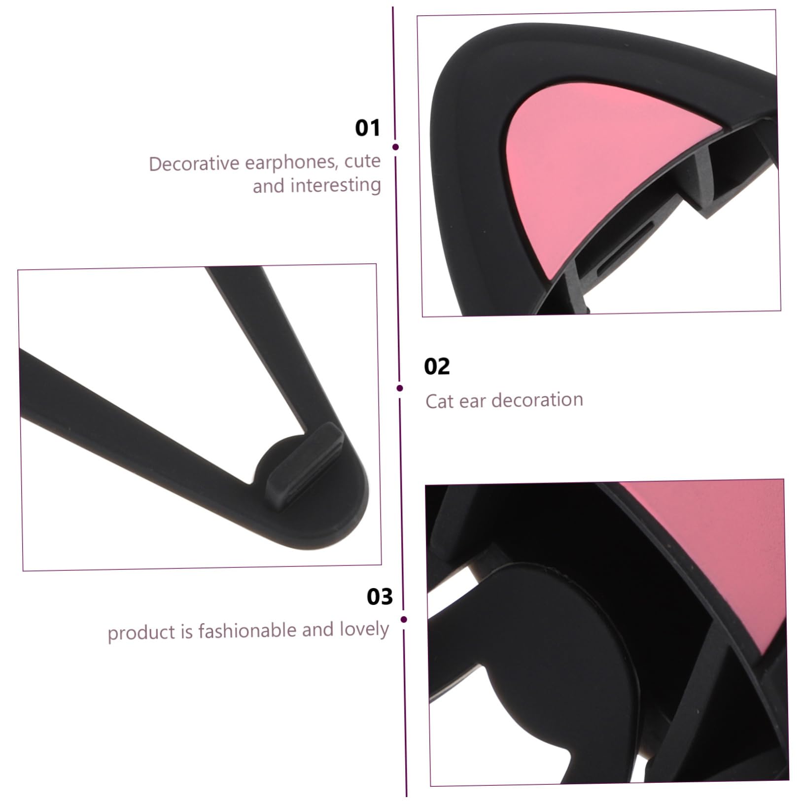 Jojofuny Cat Ear Headphone Accessories - Cute Cartoon Headset Decor for Girls, Women (Black) | Perfect for Cosplay, Gaming, and Stylish Headphone Customization