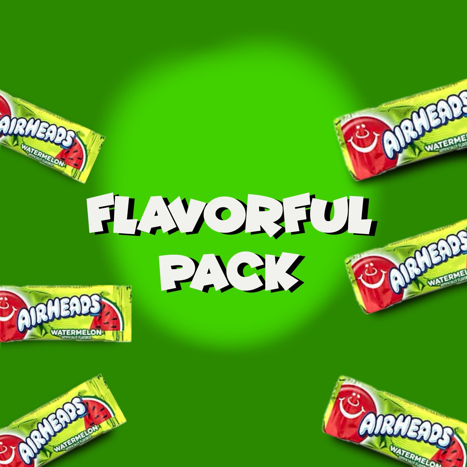 Airheads Mini Bars Watermelon Flavor - 40 Individually Wrapped Chewy Fruit Taffy Candies (1 lb Bulk Bag) | Gluten Free, Non-Melting | Perfect for Halloween, Birthday Parties, Office Snacks & Road Trips