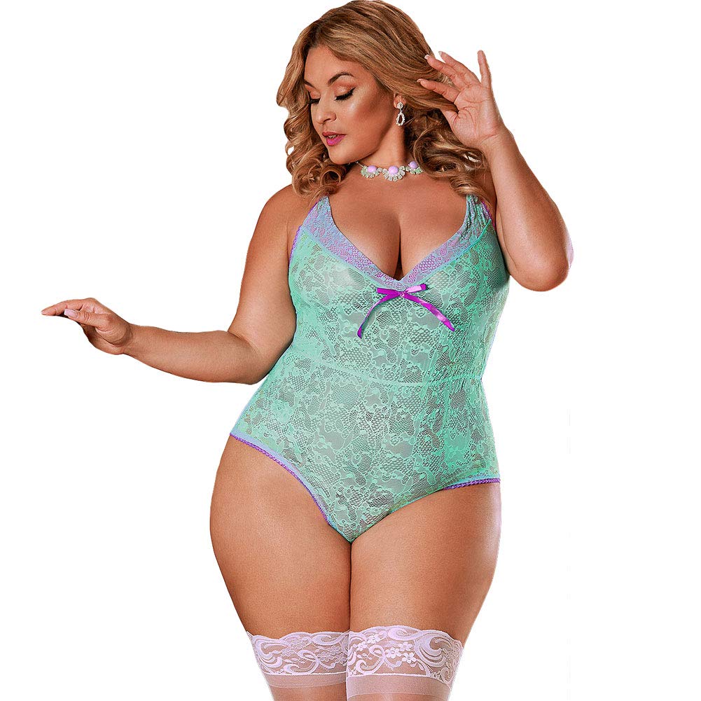 Sexy Women's Lace Trumpet Bodysuit with Crotch Inserts - Wild Orchid Design for Date Night & Boudoir Photography