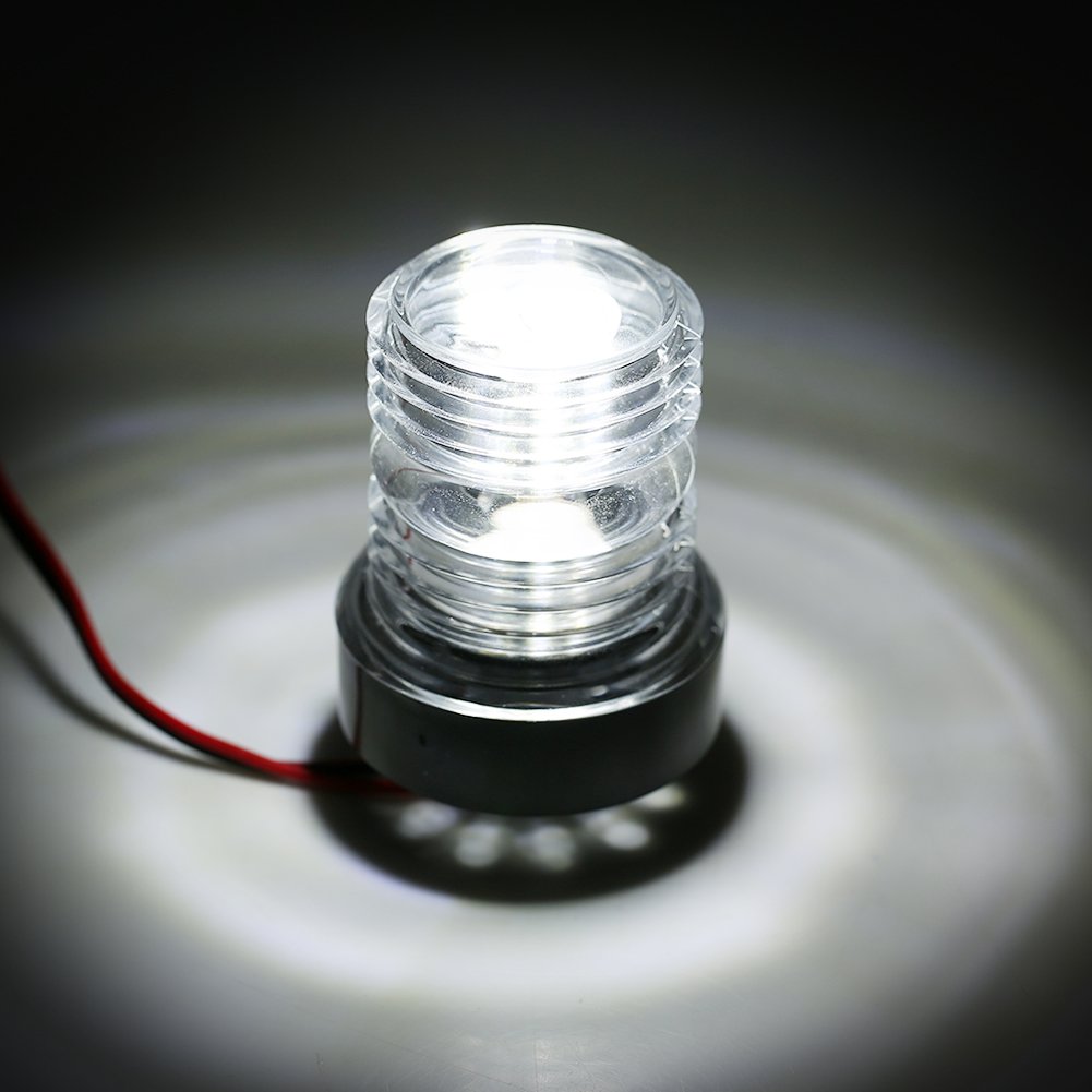 12V LED Marine Navigation Anchor Light - 360° All-Round White Boat Light with Strobe Function for Safe Night Sailing & Docking | Waterproof & Durable for Yachts, Sailboats, and Fishing Vessels