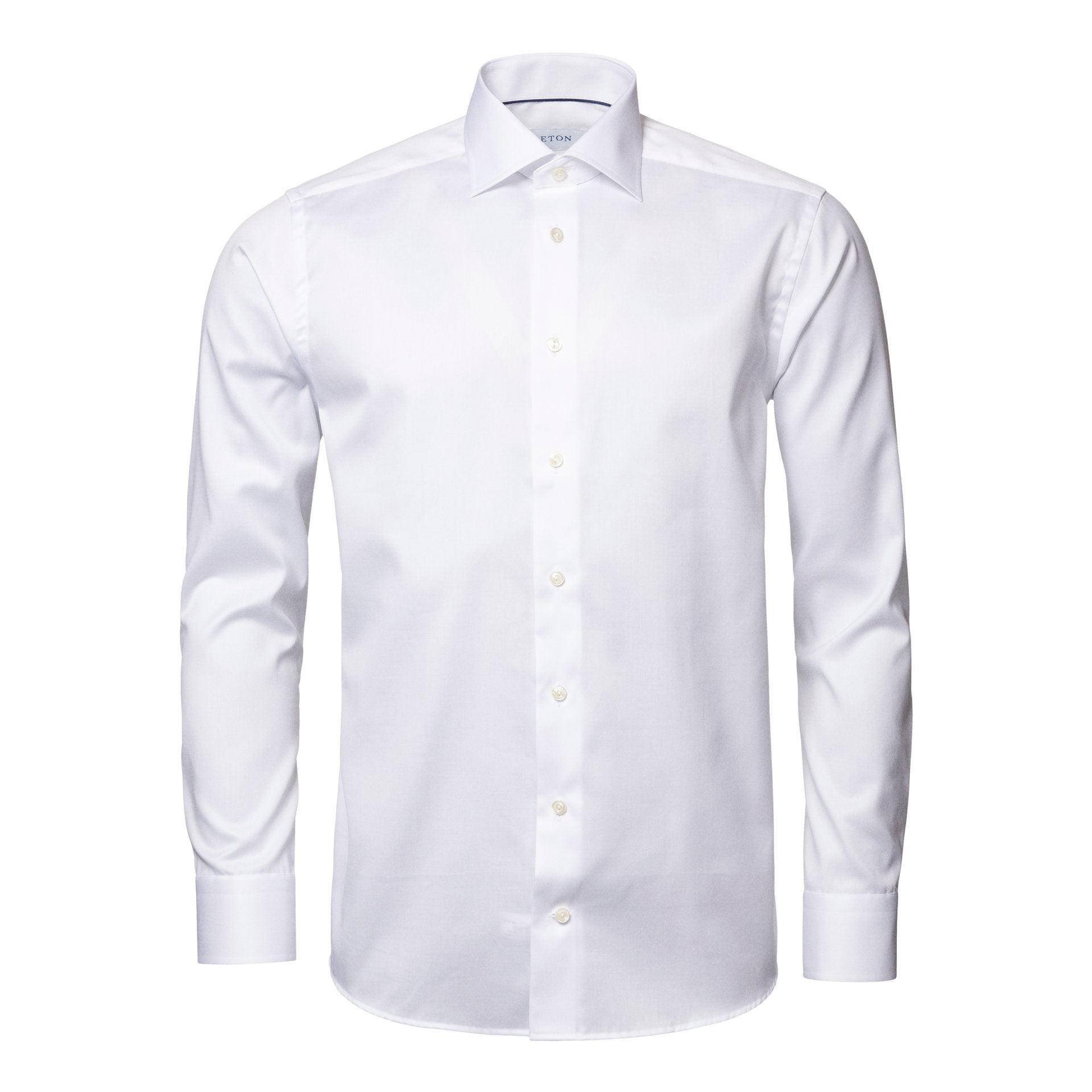 ETON Plain Twill Tail Single Cuff Cotton Shirt for Men - Classic White Dress Shirt for Business & Formal Occasions