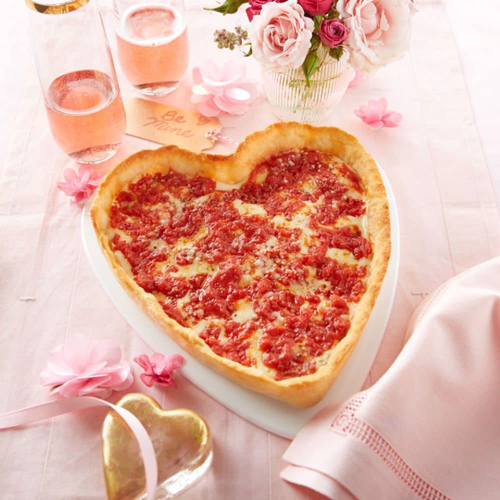 Heart-Shaped Pizza Gift Box - 1 Heart Cheese Pizza & 1 Round Crustless Pizza - Romantic Valentine's Dinner or Anniversary Surprise